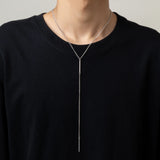 Silver Metal Bar Necklace for Men Long Chain Choker