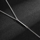 Silver Metal Bar Necklace for Men Long Chain Choker