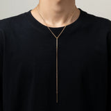 Silver Metal Bar Necklace for Men Long Chain Choker