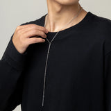 Silver Metal Bar Necklace for Men Long Chain Choker