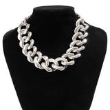 Thick Silver Collar CCB Buckle Cuban Chain Short Necklace Party Jewelry Gift