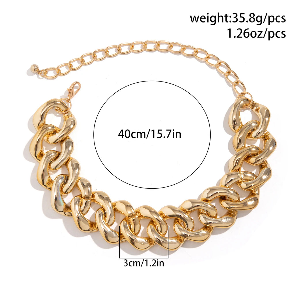 Thick Silver Collar CCB Buckle Cuban Chain Short Necklace Party Jewelry Gift