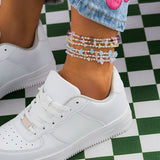 Irregular Gravel Chips Stone Anklets Transparent Seed Beads Foot Chain Anklets