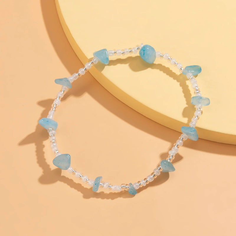 Irregular Gravel Chips Stone Anklets Transparent Seed Beads Foot Chain Anklets
