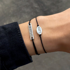 Letter Tag Wax Line Bracelet Set for Men