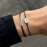 Letter Tag Wax Line Bracelet Set for Men