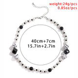 Hip Hop Pearl Chain Dice Pendant Necklace for Women Men Kpop