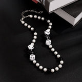 Hip Hop Pearl Chain Dice Pendant Necklace for Women Men Kpop