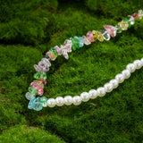 Transparent Glass Crystal Choker Necklace Boho Beads Short Collar Y2K