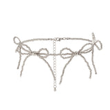 Minimalist CCB Beaded Bow Choker Necklace Silver Short Hip Hop Jewelry