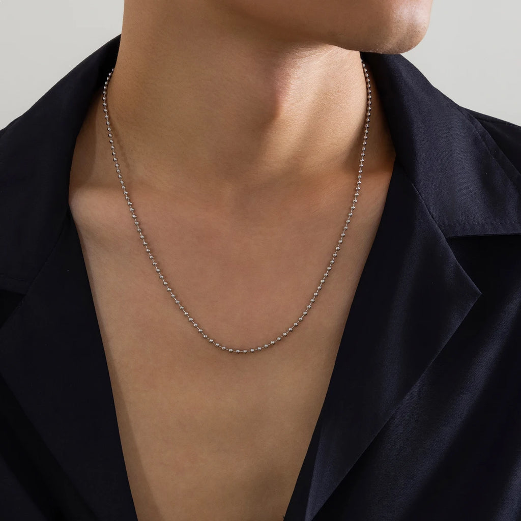 Minimalist Copper Beaded Chain Choker Necklace Men Punk Hip Hop Short
