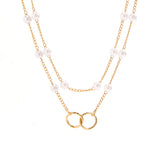 Punk Metal Circle Link Chain Choker Necklace Vintage Pearl Chain