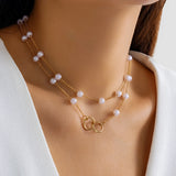 Punk Metal Circle Link Chain Choker Necklace Vintage Pearl Chain