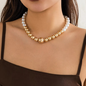 Punk Pearl Splicing CCB Beads Choker Necklace Vintage Short Necklace