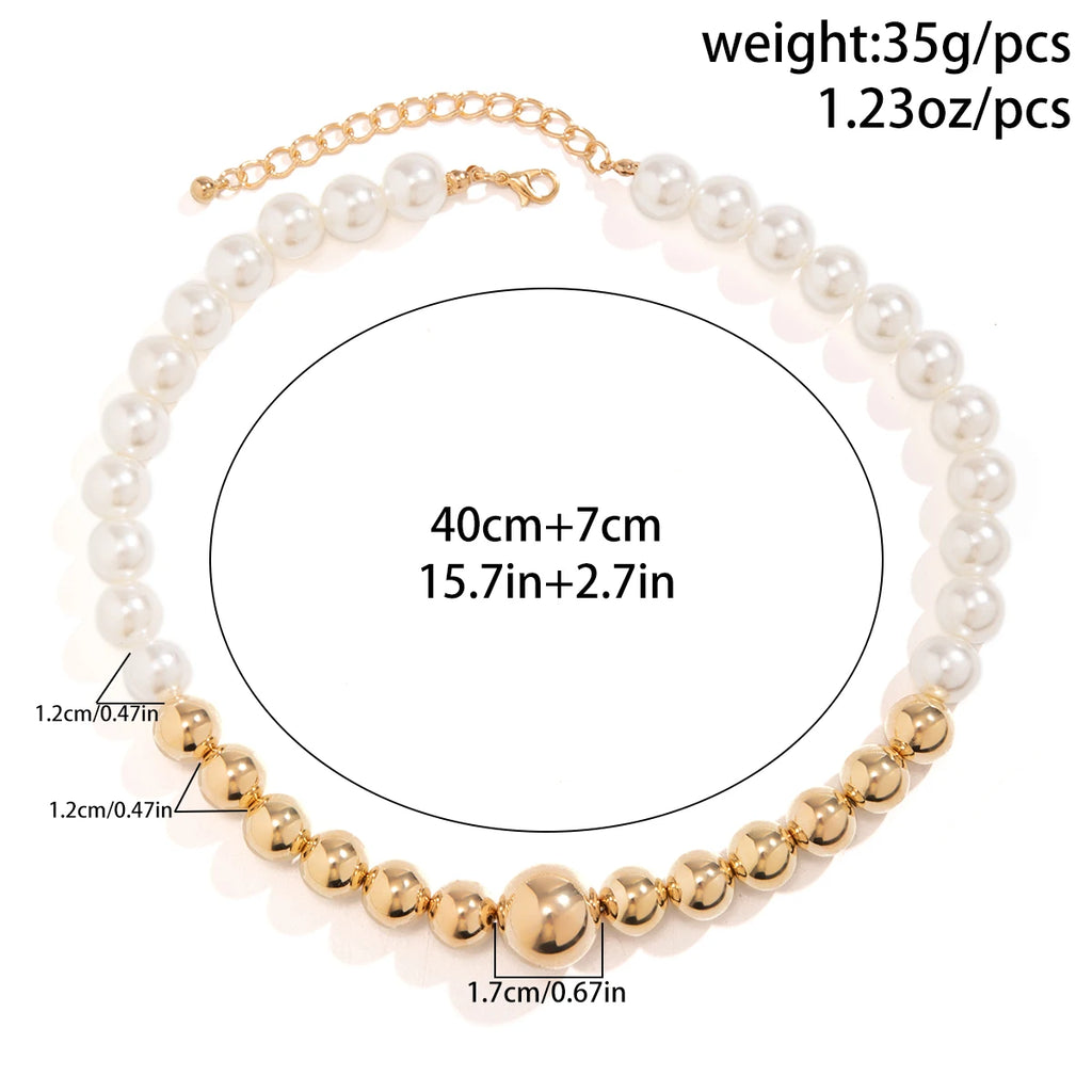 Punk Pearl Splicing CCB Beads Choker Necklace Vintage Short Necklace