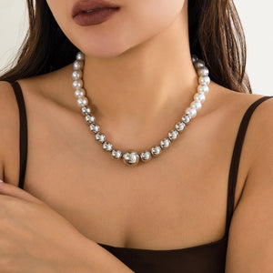 Punk Pearl Splicing CCB Beads Choker Necklace Vintage Short Necklace