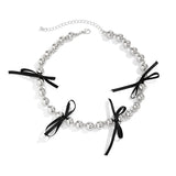 Punk Silver Beaded Necklace Gothic Choker Party Gift