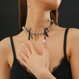 Punk Silver Beaded Necklace Gothic Choker Party Gift