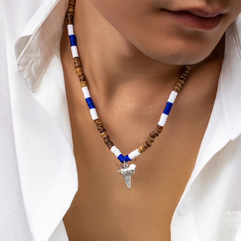 Coconut Shell Wood Beaded Animal Pendant Necklace Men African Tribal Party Jewel