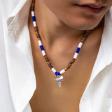 Coconut Shell Wood Beaded Animal Pendant Necklace Men African Tribal Party Jewel