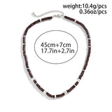 Vintage Brown Wood Beaded Clay Necklace for Men Boho Beach Surfer Choker