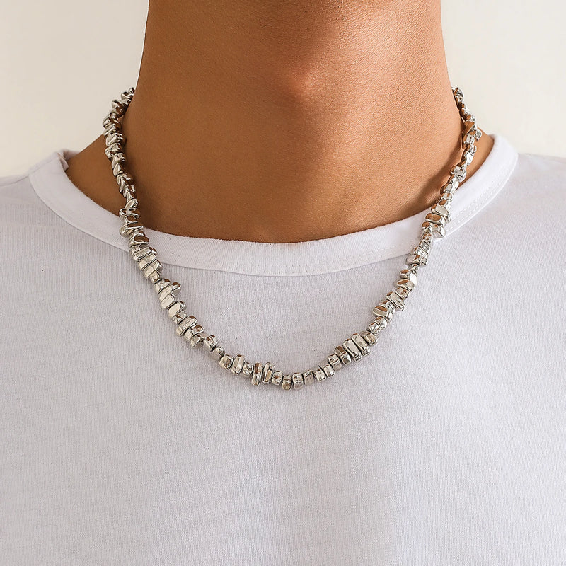 Vintage CCB Beads Choker Necklace Men Punk Collarbone Chain