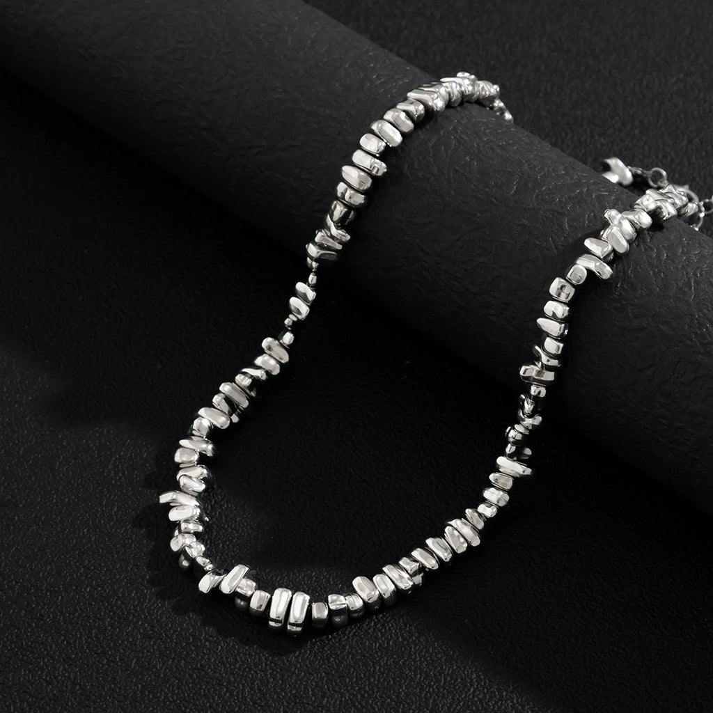Vintage CCB Beads Choker Necklace Men Punk Collarbone Chain