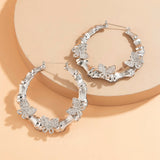 Crystal Butterfly Hoop Earrings Rhinestone Circle Wedding Party Jewelry