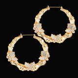 Crystal Butterfly Hoop Earrings Rhinestone Circle Wedding Party Jewelry