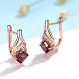 Natural Garnet 585 Rose Clip Earrings 925 Sterling Silver Wedding Gift