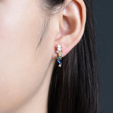 Rose Sapphire Drop Earrings 925 Sterling Silver Jewelry