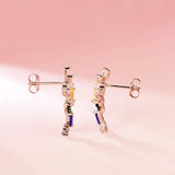 Rose Sapphire Drop Earrings 925 Sterling Silver Jewelry