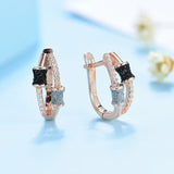 Kuololit 585 Rose Clip Earrings 925 Sterling Silver Glitter Jewelry
