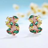925 Sterling Silver Rose Emerald Peridot Clip Earrings for Women