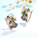 925 Sterling Silver Rose Emerald Peridot Clip Earrings for Women