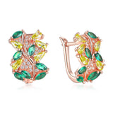 925 Sterling Silver Rose Emerald Peridot Clip Earrings for Women