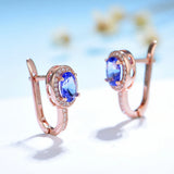 Rose Tanzanite Gemstone Clip Earrings 925 Sterling Silver Oval 5*7 Jewelry