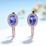 Rose Tanzanite Gemstone Clip Earrings 925 Sterling Silver Oval 5*7 Jewelry