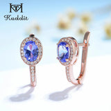 Rose Tanzanite Gemstone Clip Earrings 925 Sterling Silver Oval 5*7 Jewelry
