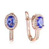 Rose Tanzanite Gemstone Clip Earrings 925 Sterling Silver Oval 5*7 Jewelry