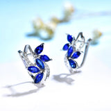 Kuololit SapphireGemstone Clip Earrings 925 Sterling Silver Halloween Jewelry