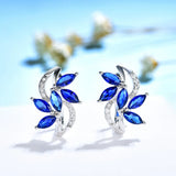 Kuololit SapphireGemstone Clip Earrings 925 Sterling Silver Halloween Jewelry