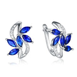 Kuololit SapphireGemstone Clip Earrings 925 Sterling Silver Halloween Jewelry