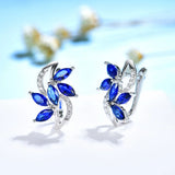 Kuololit SapphireGemstone Clip Earrings 925 Sterling Silver Halloween Jewelry