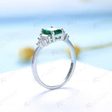 Emerald Gemstone Ring for Women 925 Sterling Silver Morganite Wedding Jewelry