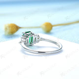 Emerald Gemstone Ring for Women 925 Sterling Silver Morganite Wedding Jewelry