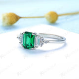 Emerald Gemstone Ring for Women 925 Sterling Silver Morganite Wedding Jewelry