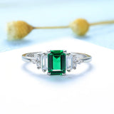 Emerald Gemstone Ring for Women 925 Sterling Silver Morganite Wedding Jewelry