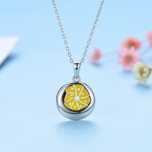 Kids Silver Orange Flower Enamel Necklace