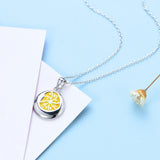Kids Silver Orange Flower Enamel Necklace